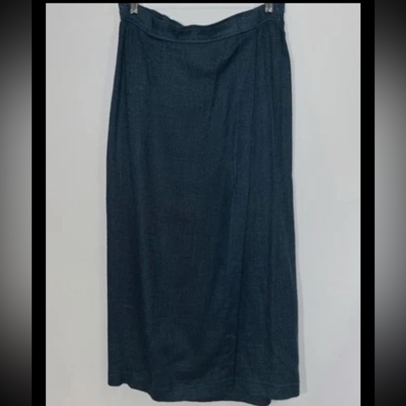 Vintage Coldwater Creek Linen Rayon Maxi Skirt Teal Size Large - Picture 1 of 9